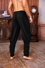 Runcati Mens Medieval Ankle Pants Renaissance Viking Pirate Lace Up Tapered Halloween Linen Costume Trousers - Image 5