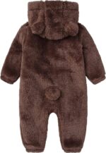 CAHL&FAUO Newborn Snowsuit Baby Cartoon Bear Onesie Warm Fleece Hooded Romper Jumpsuit - Image 3