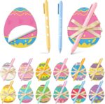 24 Set Easter Eggs Sticky Notes and Pens Set Easter Gifts Colorful Eggs Self Sticky Note Memo Pads with Pens for Classroom Office Supplies Goodies Bag Basket Stuffer Prizes - Image 2