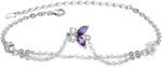 925 Sterling Silver Purple Butterfly Bracelets for Women,Adjustable Charm Birthdaystone Bracelet Jewelry Mother's Day Birthday Gifts for Mother Wife Women (Purple) - Image 2