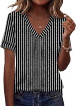 AKEWEI Womens Tops Short Sleeve Shirts for Women V Neck Business Casual Tunic Spring Fashion Clothes 2026 - Image 2