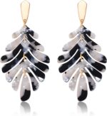 ARATLENCH Acrylic Pendant necklace Earrings – Long Statement Leaf Charm Necklace Tortoise Resin Palm Leaf Earrings Fashion Necklaces Earrings for Women - Image 2