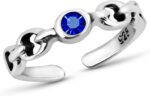 AeraVida .925 Sterling Silver Adjustable CZ Chain Link Toe or Pinky Ring Gift Set |Dainty Cubic Zirconia Fashion Ring for Women | Summer Jewelry Bundle for Beach or Everyday Wear | Pink, Purple or Blue - Image 2