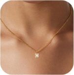 Airmb Gold Dainty Diamond Pendant Necklace for Women Simple 14K Gold Plated Paperclip Choker Necklaces Cute Minimalist Open Oval Necklaces Gold Jewelry for Women Gifts - Image 2