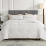 Amélie Home Twin Comforter Set, 2 Piece White Jacquard Bedding Set with 1 Pillow case, Soft Microfiber Diamond Design, Lightweight All-Season for Bedroom & Dorm - Image 2