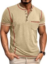 Angbater Men’s Henley Shirts Short Sleeve Casual Button Basic Tee Shirts Summer Lightweight T Shirts with Pocket - Image 2