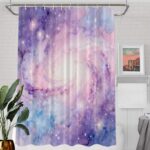 Batmerry Pink Purple Abstract Galaxy Decor Shower Curtain, Hotpink Art Bathroom Decor Polyester Fiber Plastic Rings Quick-Drying Waterproof for Bathtubs/Bathroom, 72x60 inches - Image 2