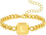 Bellino Graduation Gifts - Initial Cuban Link Bracelet for Mens Bracelet Squre A-Z Letter Adjustable Size Stainless Steel Men Jewelry Birthday for adults him Husband Dad Brother Son - Image 2