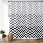 Black and White Grey Striped Shower Curtain Geometric Abstract Boho Bohemian Mid Century Modern Minimalist Shower Curtains for Bathroom Farmhouse Waterproof Fabric Shower Curtain Set 72x72 Inches - Image 2