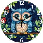 CHGCRAFT 12 Inch Owl Wall Clock Cartoon Owl Wall Clocks Battery Operated Silent Non Ticking Wall Clock Modern Decorative Clock for Home Living Room Kitchen Bedroom Office - Image 2