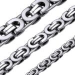 ChainsHouse Flat Byzantine Link Necklace for Men 6mm/8mm/10mm Width, 18K Gold Plated/Stainless Steel Black Byzantine Chain Necklaces, 18" 20" 22" 24" 26" 28" 30" Length, with Gift Box - Image 2
