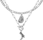 Cowgirl Hat Boots Pendant Gold Necklace for Women, Chunky Chain Western Jewelry - Image 2
