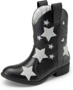 DREAM PAIRS Girls Cowgirl Boots Mid Calf Glitter Cowboy Western Boots Toddler Girls Star Riding Shoes - Image 2