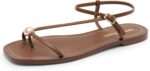 DREAM PAIRS Women's Strappy Flat Sandals for Women Comfortable Open Square Toe Sandals Dressy Beach Thong Cute Wedding Summer Ankle Strap Sandals - Image 2