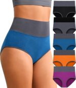 Eiggam High Waisted Underwear for Women Tummy Control Panties Cotton Briefs Full Coverage Breathable Underwear Packs Women - Image 2