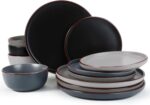 Famiware Mercury Plates and Bowls Sets, 12 Pieces Stoneware Dinnerware Sets, Dishes Set for 4, Microwave and Dishwasher Safe, Multi-color - Image 2