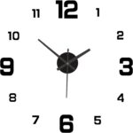 Frameless DIY Wall Clock, Large 3D DIY Wall Clock, Modern 3D Wall Clock Decor Sticker Frameless Wall Clocks, Big Wall Clock Wall Stickers for Home Living Room Office Wall Decorations (Black) - Image 2
