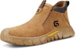 GLANOUDUN Welding Work Boots for Men Slip on Steel Toe Shoes for Men Indestructible Steel Toe Boots Welder Men's Working Shoes Fireproof Safety Footwear for Construction Men's Work & Safety Footwear - Image 2