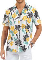 Hawaiian Shirt for Men Short Sleeve Floral Palm Button Down Tropical Vacation Beach Shirt - Image 2