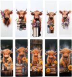 Highland Cow Bookmarks 10PC Page Markers for Book Lovers Teacher Office Stationery Supplies Animal Bulk Gift Set Fun Office Reading Accessories Bookish Bookworm Adults Women - Image 2