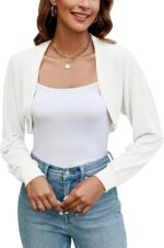 Ivicoer Women's Cardigan Bolero Shrugs for Evening Dress Long Sleeve Lightweight Cropped Open Front Casual Knit Top - Image 2