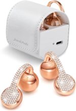 JewelPods C01 Pro Open Ear Headphones,Clip-on Earbuds Wireless Bluetooth with Crystal, Secure, Lightweight, Premium Audio-Water Resistant-Up to 72 hrs Play, Leather Charging Case,Gift for Her - Image 2