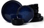 LIANYU Ceramic Plates and Bowls for 4, 12 Piece Modern Porcelain Dinnerware Dishes Sets, Chip and Scratch Resistant Dishware Set, Dishwasher & Microwave Safe Stoneware Set, Midnight Blue - Image 2