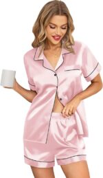 Leikar Silk Pajamas For Women Button Down Pajamas Satin PJ Set Soft Sleepwear - Image 2
