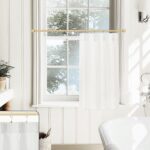 Lino Rosa Pinch Pleat Cafe Curtains for Bathroom Window, White Total Privacy Non Blackout Modern Custom Small Half Tier Curtain for Shower Window, 24 Inch Length - Image 2