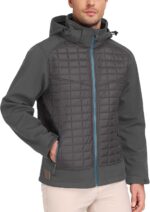 Little Donkey Andy Men's Lightweight Insulated Hybrid Jacket for Hiking Running Ski Thermal Warm with Removable Hood - Image 2