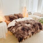Luxury Faux Fur Shaggy Comforter Set Twin Size, Plush & Sherpa Reversible Comforter Tie Dye Coffee, 3 Pieces Fluffy Fuzzy Bedding Set Ultra Soft and Warm for Winter (1 Comforter + 2 Pillowcases) - Image 2