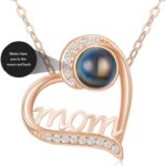 NORBU Mother's Day Gifts, S925 Sterling Silver Mother Necklace, Heart Projection Necklace for Women, Mom, I Love You to The Moon and Back Pendant, Womens Jewelry Gifts for Birthday Anniversary Christmas - Image 2