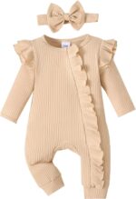 Newborn Baby Girl Romper Zip Ruffle Bodysuit One Piece Jumpsuit Baby Girl Clothes Coming Home Outfits - Image 2