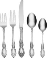 Oneida Silverware Set For 8, Wordsworth 45-Piece with Serving Utensils, Service For 8, Ornate Pattern, Mirror Finish, 18/0 Stainless Steel, Dishwasher Safe, Knives Spoons and Forks (Silver, 45 Pieces) - Image 2
