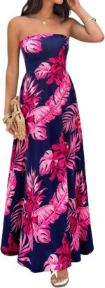 PRETTYGARDEN Sleeveless Floral Summer Maxi Dresses for Women 2026 Tube Top Flowy Long Dress Tropical Beach Vacation Clothes - Image 2