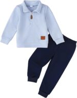 Rosibel Toddler Boy Clothes Outfits Long Sleeve Solid Sweatshirt and Pants 2 Piece Boys Fall Winter Sweatsuit Set 2-8T - Image 2