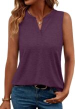 TICTICMIMI Women's V Neck Sleeveless Tops Casual Summer Tank Tops Solid Color Basic Tees - Image 2