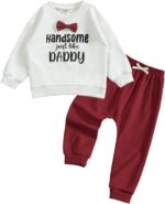 Toddler Baby Handsome Just Like Daddy Long Sleeve Sweatshirt Top Jogger Pants Set Cute Fall Winter Clothes Set - Image 2