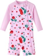 UMELOK Baby Girl Swimsuit One Piece Rashguard Swimwear with Zipper UPF 50+ Sun Protection Infant Bathing Suit - Image 2