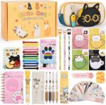 Ulema 58 Pcs Cute Cartoon Cat Stationery Set Cat Lover Gifts Christmas Gifts for Boys Girls with Cat Ballpoint Pen, Gel Pens,for Birthday Gifts,School Office Classroom Supplies. - Image 2