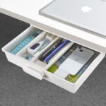 Under Desk Drawer Organizer, Self-Adhesive Storage, Office & Home Stationery (Large-White) - Image 2