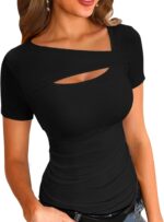 VICHYIE Womens Fashion Fall Clothes One Piece Cutout Tops Long Sleeve Ribbed Slim Fitted Shirts Tee Tshirts - Image 2