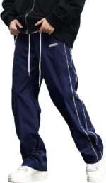 WZIKAI Men's Baggy Sweatpants Elastic Waist Drawstring Track Pants Y2K Casual Streetwear Parachute Pants with Pockets - Image 2