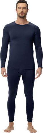 wirarpa Men's Long Johns Thermal Underwear Set Light Fleece Lined Base Layer Long Sleeve Top and Bottom - Image 2