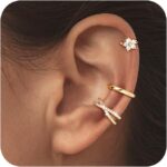 14K Gold Plated Ear Cuff Earrings for Women, Dainty Ear Cuffs Clip on Earrings Non Piercing Trendy Cubic Zirconia Cartilage Hoop Earring Fashion Jewelry Sets for Women - Image 2