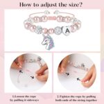Hidepoo Graduation Gifts for Kids Girls - Unicorn Bracelets for Girls Kids, CZ Initial Unicorns Bracelet Adjustable Heart Initial Unicorn Bracelets Jewelry Birthday Gifts for Girl - Image 6