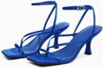 PiePieBuy Women's Lace Up Heeled Sandals Square Flip Flop High Heels Strappy Party Shoes - Image 3