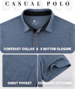 ZITY 5 Pack Mens Polo Shirts with Pocket Short Sleeve Cotton Lightweight Casual Collared Shirts for Golf Business Daily Wear - Image 6
