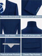 Men's Stretch Slim Fit 5-Piece Suit Set with Blazer, Vest, Pants, Bow Tie, Necktie and Pocket Square - Image 4