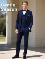 Men's Stretch Slim Fit 5-Piece Suit Set with Blazer, Vest, Pants, Bow Tie, Necktie and Pocket Square - Image 6